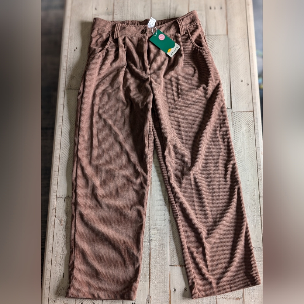 Halara Corduroy Pants NWT | Size M Petite | Brown Wide Leg Casual